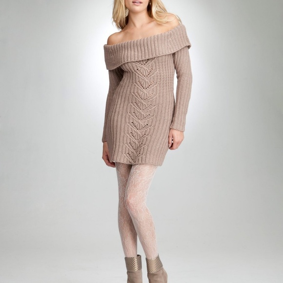 COPY - NWT BEBE BEIGE OFF-THE-SHOULDER COWL SWEATER S - Picture 2 of 5